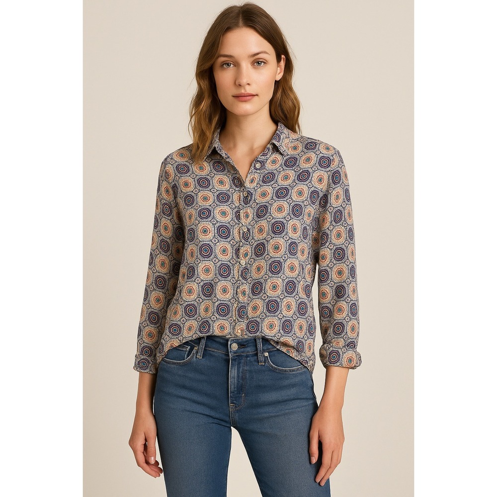 Guess by Georges‎ Marciano Vintage Geometric Print Button Up Shirt Size 2